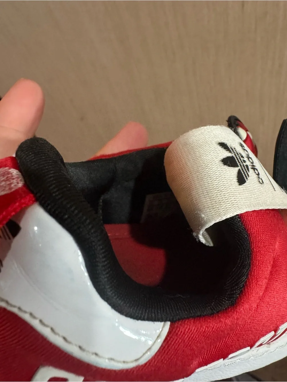 Infant adidas Superstar Red and White Minnie Mouse Bow Sneakers Size 6C